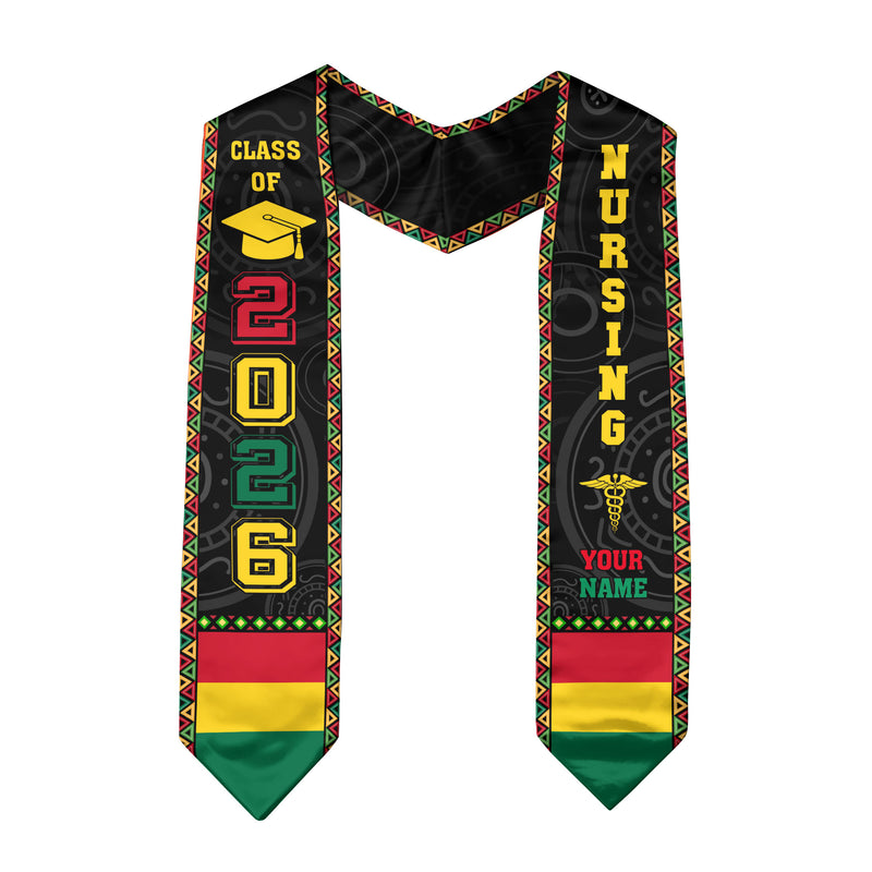 Customized African Nursing Graduation Stole for RN and BSN Nurses, Class of 2026 Sash