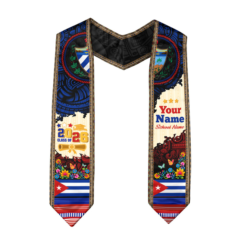 2026 Cuba Graduation Sash, Cuban Flag Stole, Unique Cuba Graduation Stole