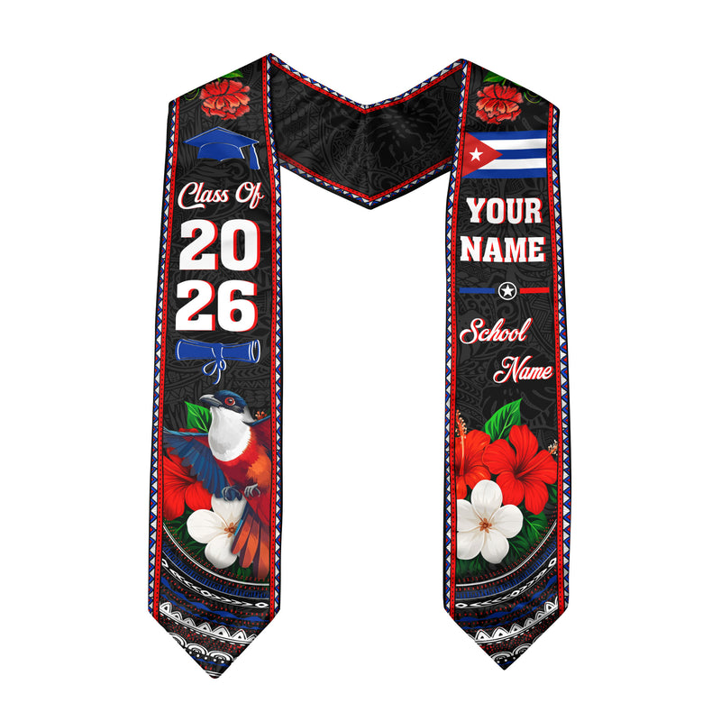 Cuba Graduation Stole 2026, Cuban Flag Graduation Sash, Custom Stole for Graduates