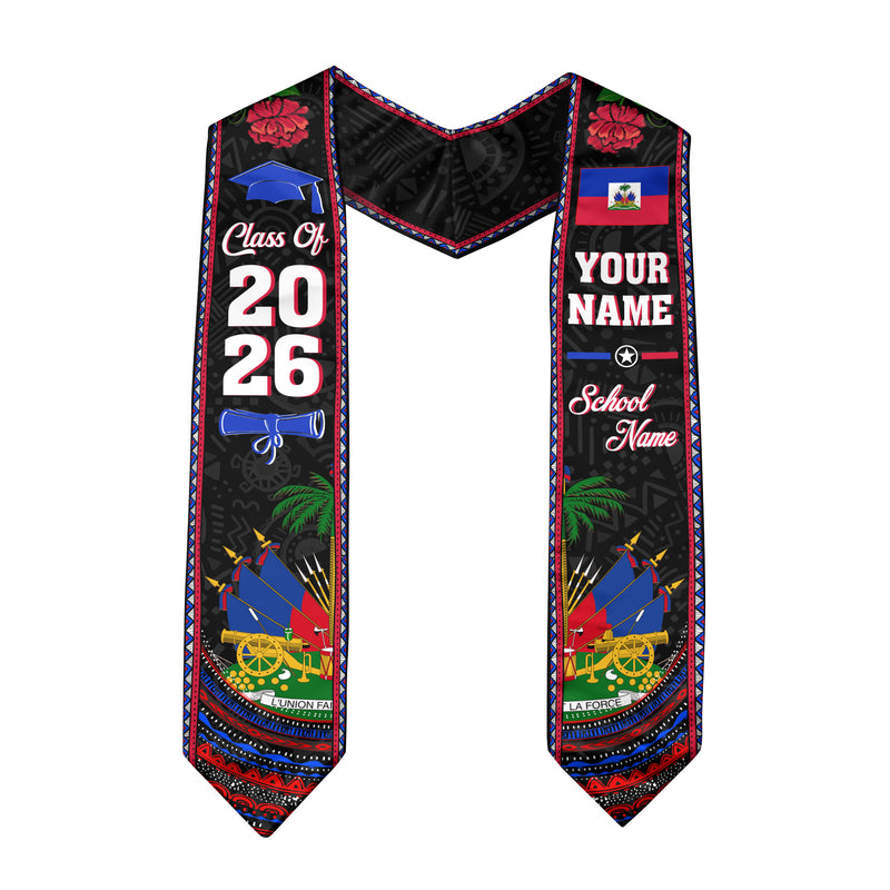 Haiti Graduation Stole 2026, Haitian Flag Sash, Personalized Detail for Graduates