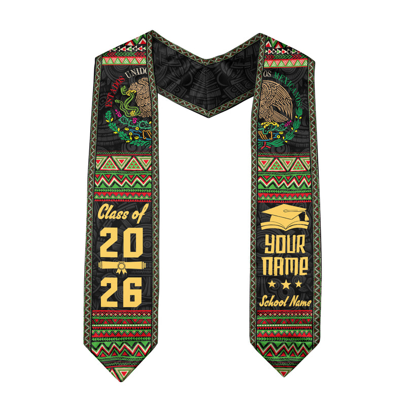 2026 Mexican Graduation Stole, Mexico Flag Sash, Personalized Finish Option for Proud Grads