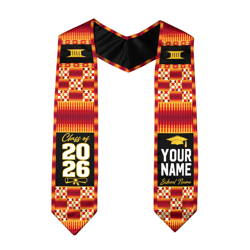 African Flag Graduation Sash 2026, Africa Graduation Stole, Customizable Detail Stole