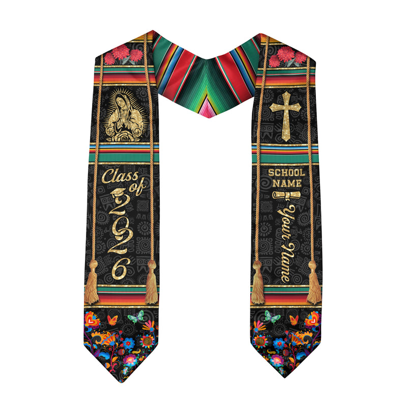 Mexican Graduation Stole 2026, Mexican American Flag Sash, Mexico Stole Custom
