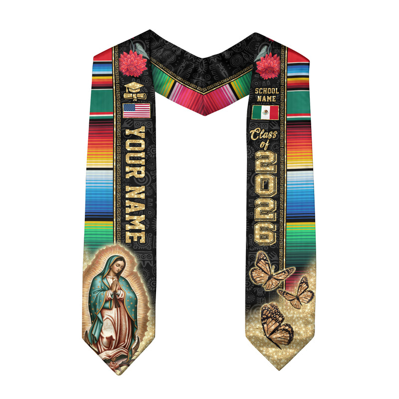Class of 2026 Mexico Graduation Stole, Mexican Flag Sash, Mexican Stole Custom Accent