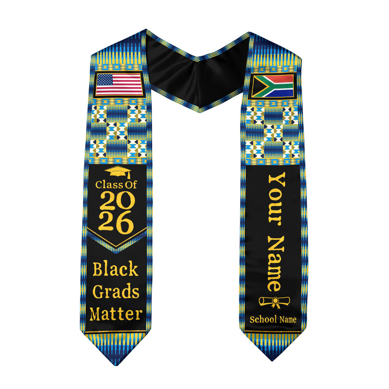 Customized South Africa Graduation Stole with National Flag Heritage Design, Graduation Sash for Class of 2026