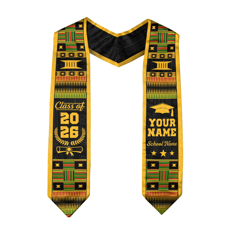 Class of 2026 Africa Graduation Sash, African Flag Stole, Custom-Ready Graduation Style