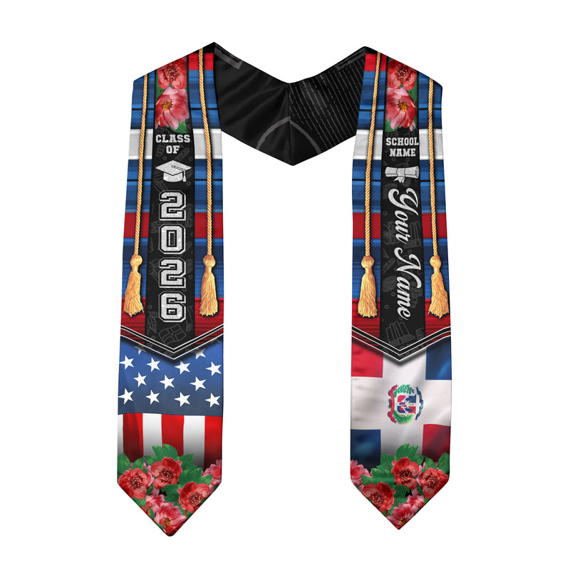 Dominican Flag Graduation Stole 2026, Dominican Stole Sash, Custom Detail Choice for 2026