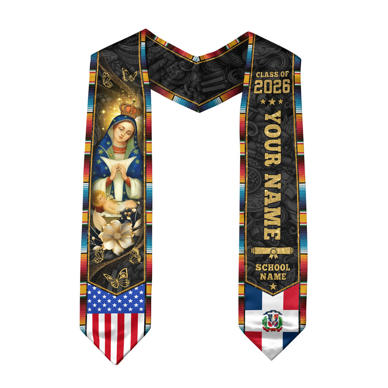 Dominican Flag Graduation Sash 2026, Dominican Graduation Stole, Bespoke Touch for Grads