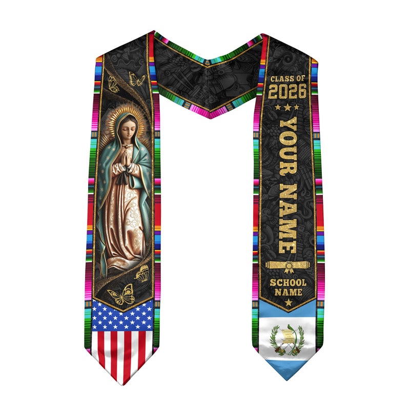 Guatemalan Flag Graduation Sash 2026, Guatemala Grad Stole, Custom Accent Detail
