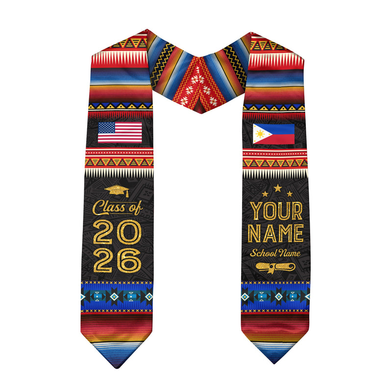 Filipino Graduation Sash 2026, Philippines Flag Graduation Stole, Personalized Detail