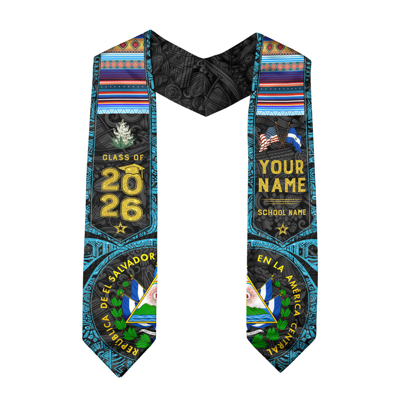 El Salvador Graduation Sash 2026, Salvadoran Flag Graduation Stole, Personalized Detail