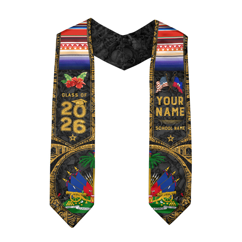 Haiti Graduation Sash 2026, Haitian Flag Graduation Stole, Custom Accent for 2026