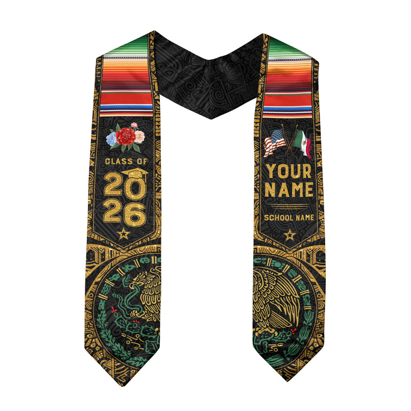 Mexico Graduation Sash 2026, Mexican Flag Graduation Stole, Custom Accent for 2026 Grads