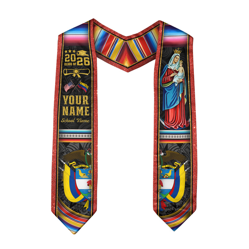 Colombian Flag Graduation Stole 2026, Colombia Stole Sash, Custom Finish for Graduates