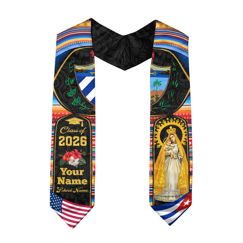 Cuba Graduation Stole 2026, Cuban Flag Sash, Custom-Ready Style for Class of 2026