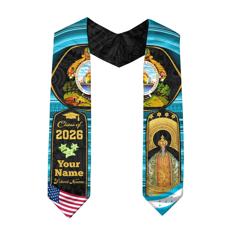 Honduras Graduation Stole 2026, Honduran Flag Sash, Custom-Ready Style for 2026