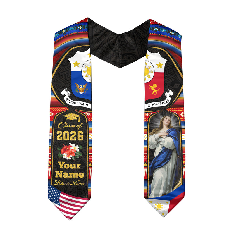 Filipino Flag Graduation Sash 2026, Philippines Graduation Stole, Bespoke Touch for Grads