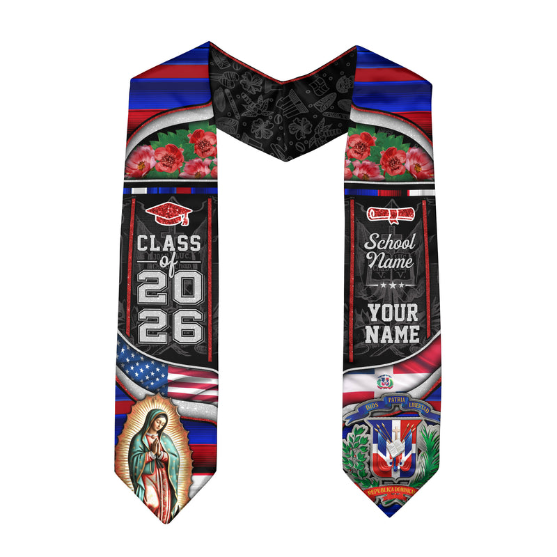 Dominican Graduation Stole 2026, Dominican Flag Sash, Personalized Touch for Graduates