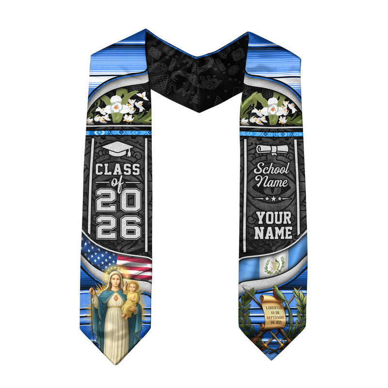 Class of 2026 Guatemala Graduation Stole, Guatemalan Flag Sash Stole, Bespoke Touch