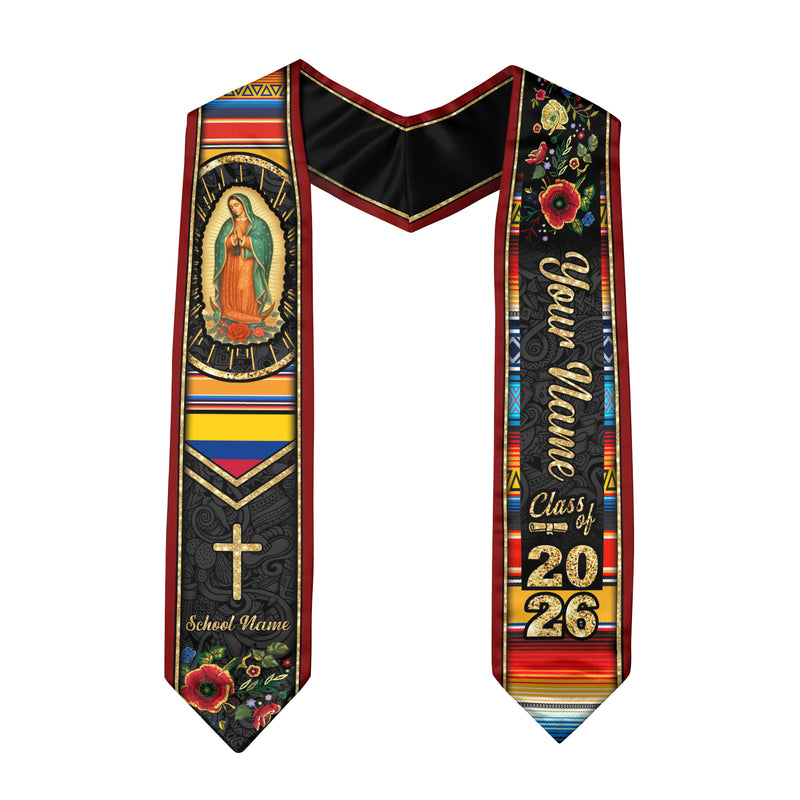Customized Colombia Graduation Stole with Colombian Flag Inspired Design, Graduation Sash for Class of 2026
