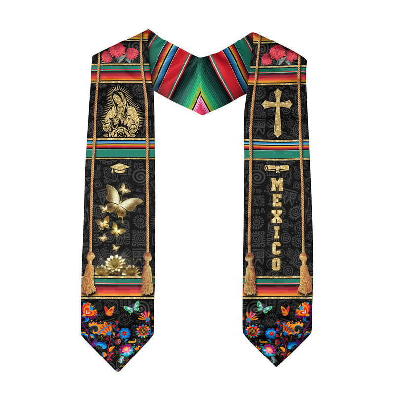 Mexican Flag Graduation Sash 2026, Mexico Graduation Stole, Signature Detail for Graduates