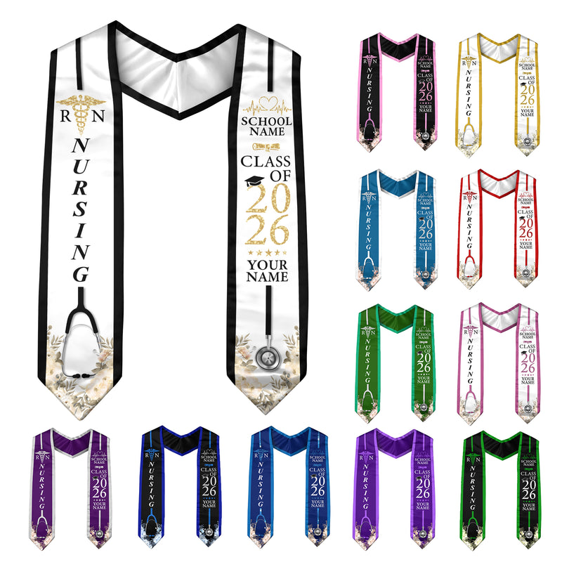 Customized Graduation Stole for Nursing Students, RN BSN Nurse Ceremony Sash for Class of 2026