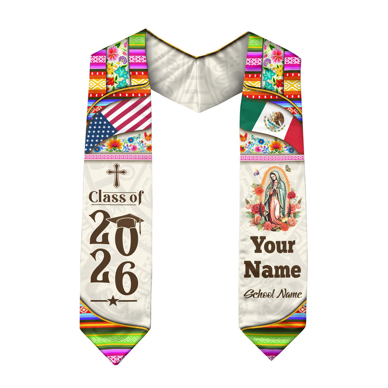 Mexico Graduation Sash 2026, Mexican Flag Stole, Mexican Stole, Custom Graduation Stole