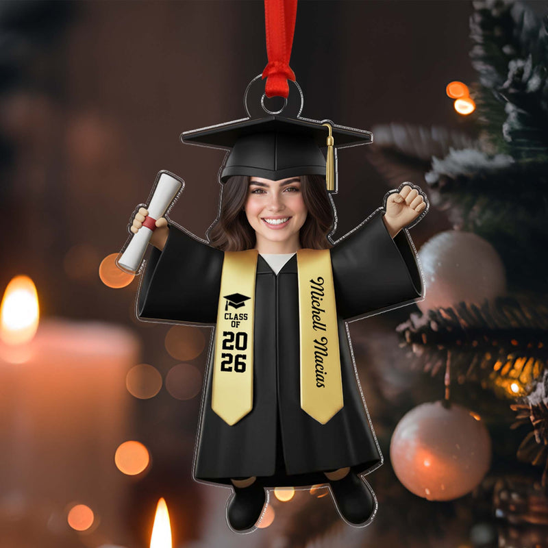 Custom Photo Class Of 2026 Senior Name School Graduation Ornament