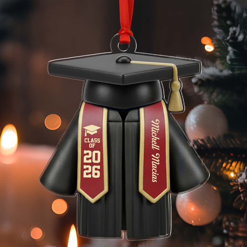 Personalized Class Of 2026 Custom Name Graduation Cap Gown Ornament