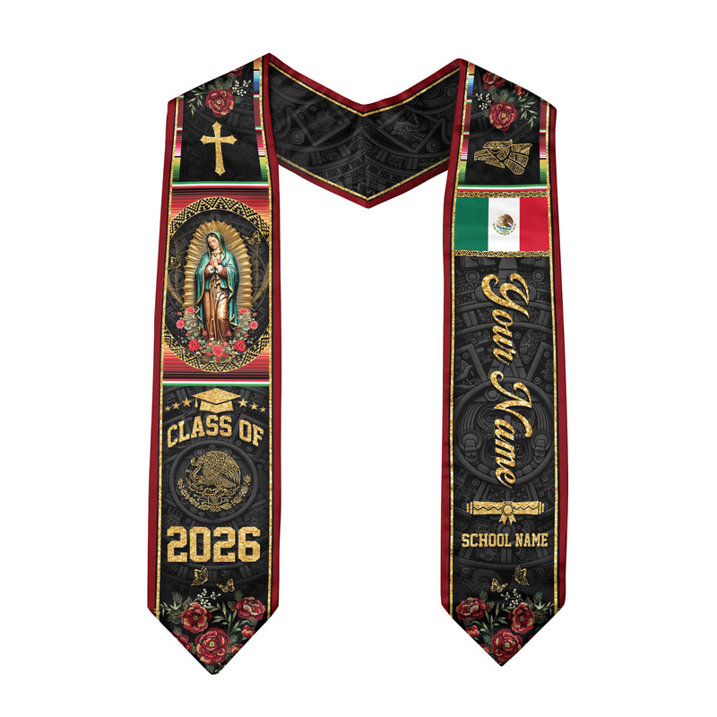 2026 Mexico Graduation Stole, Mexican Flag Graduation Sash, Personal Name Detail Available