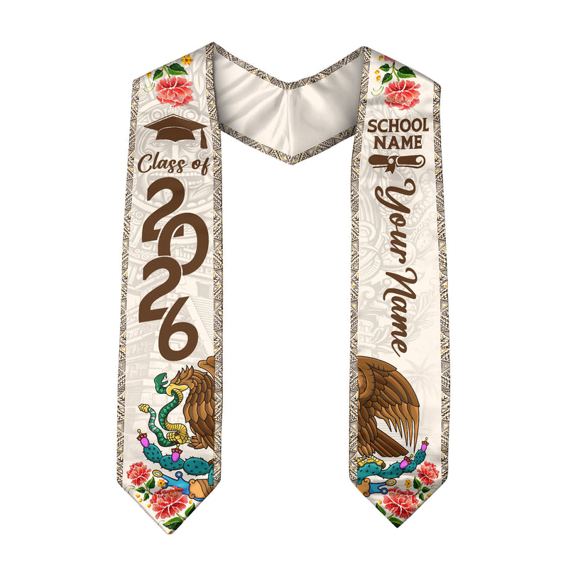 Customized Mexico Graduation Stole 2026, Mexican Flag Graduation Sash, Academic Style for Class of 2026