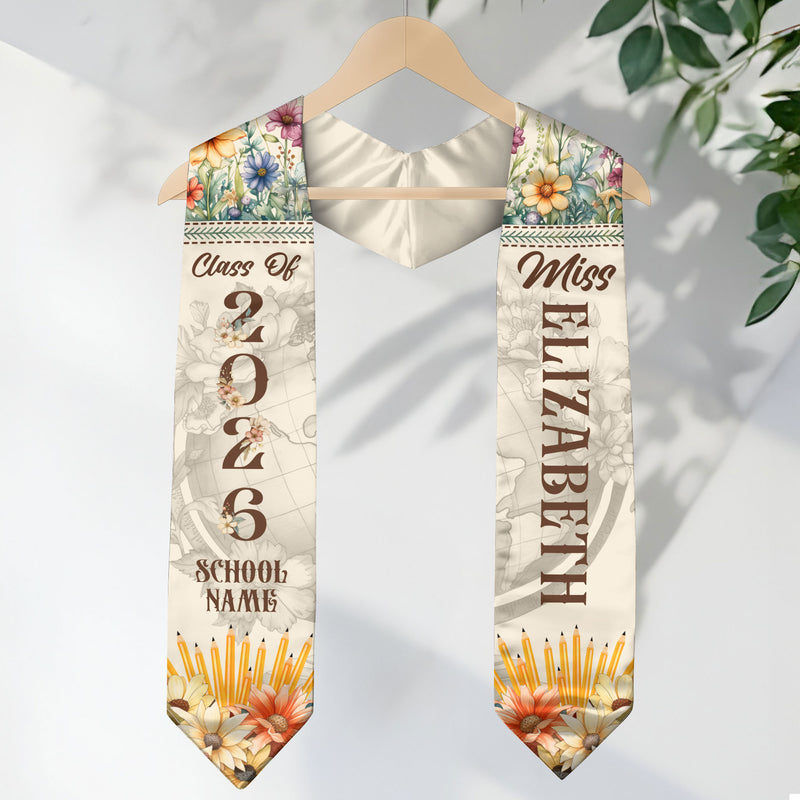 Customized Graduation Stole for Teachers, Academic Achievement Sash Celebrating Class of 2026