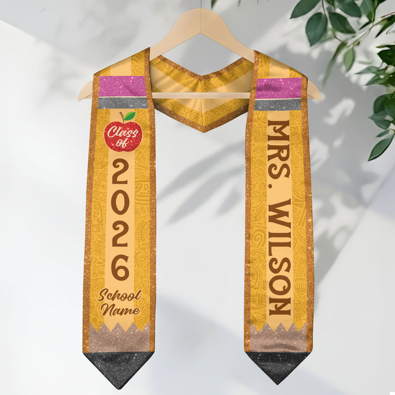 Customized Teacher Graduation Sash, Educator Recognition Stole for Commencement 2026