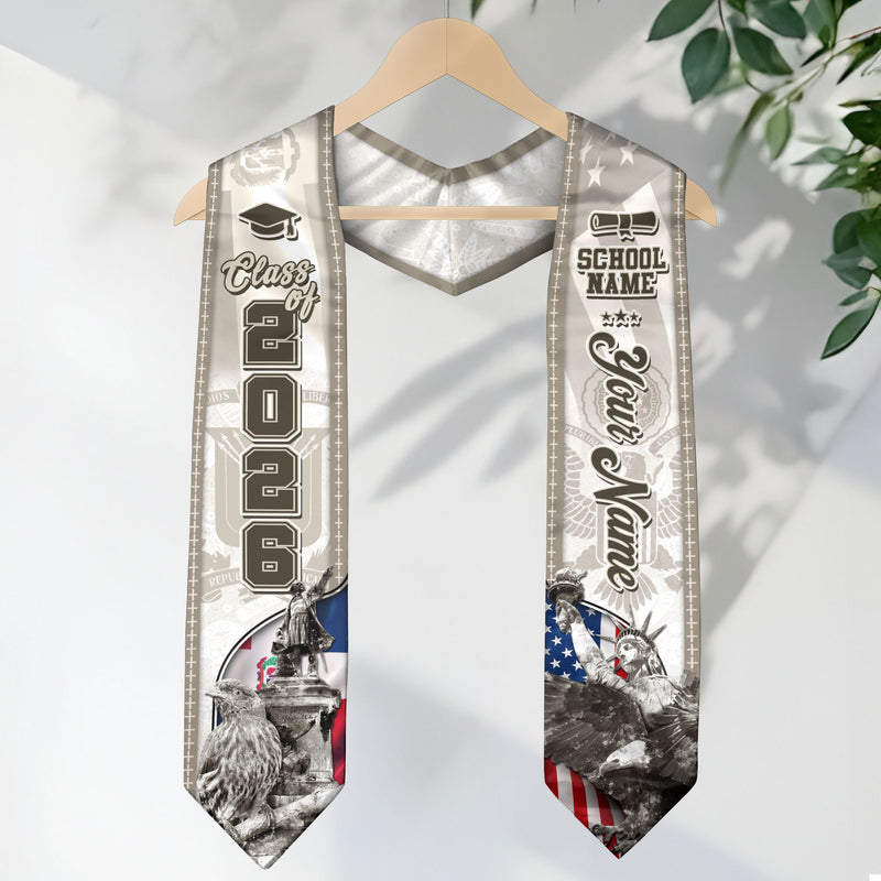 Dominican Flag Graduation Stole 2026, Dominican Grad Sash, Signature Custom Finish