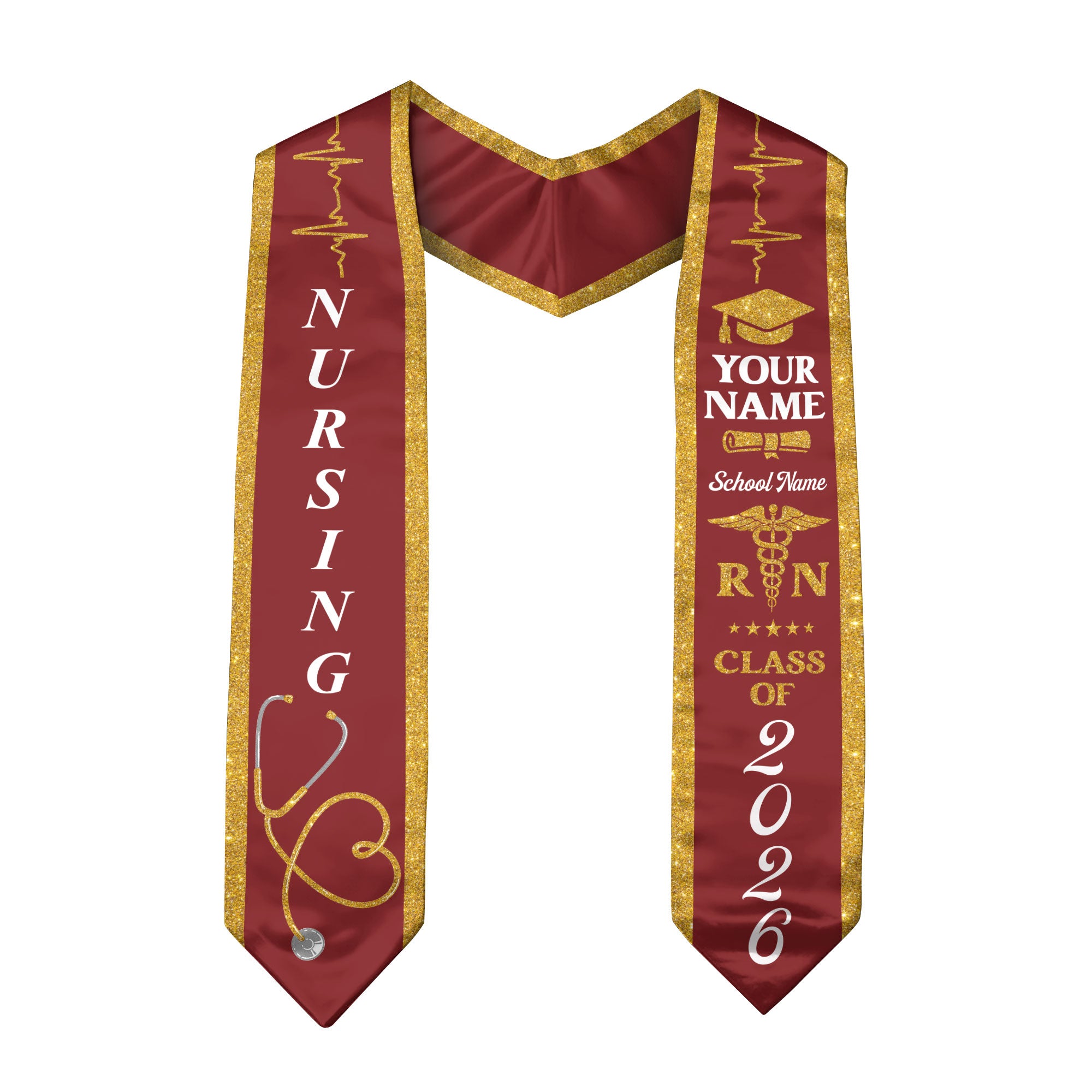 Customized Graduation Stole for RN and BSN Students Nursing School, Sash 2026