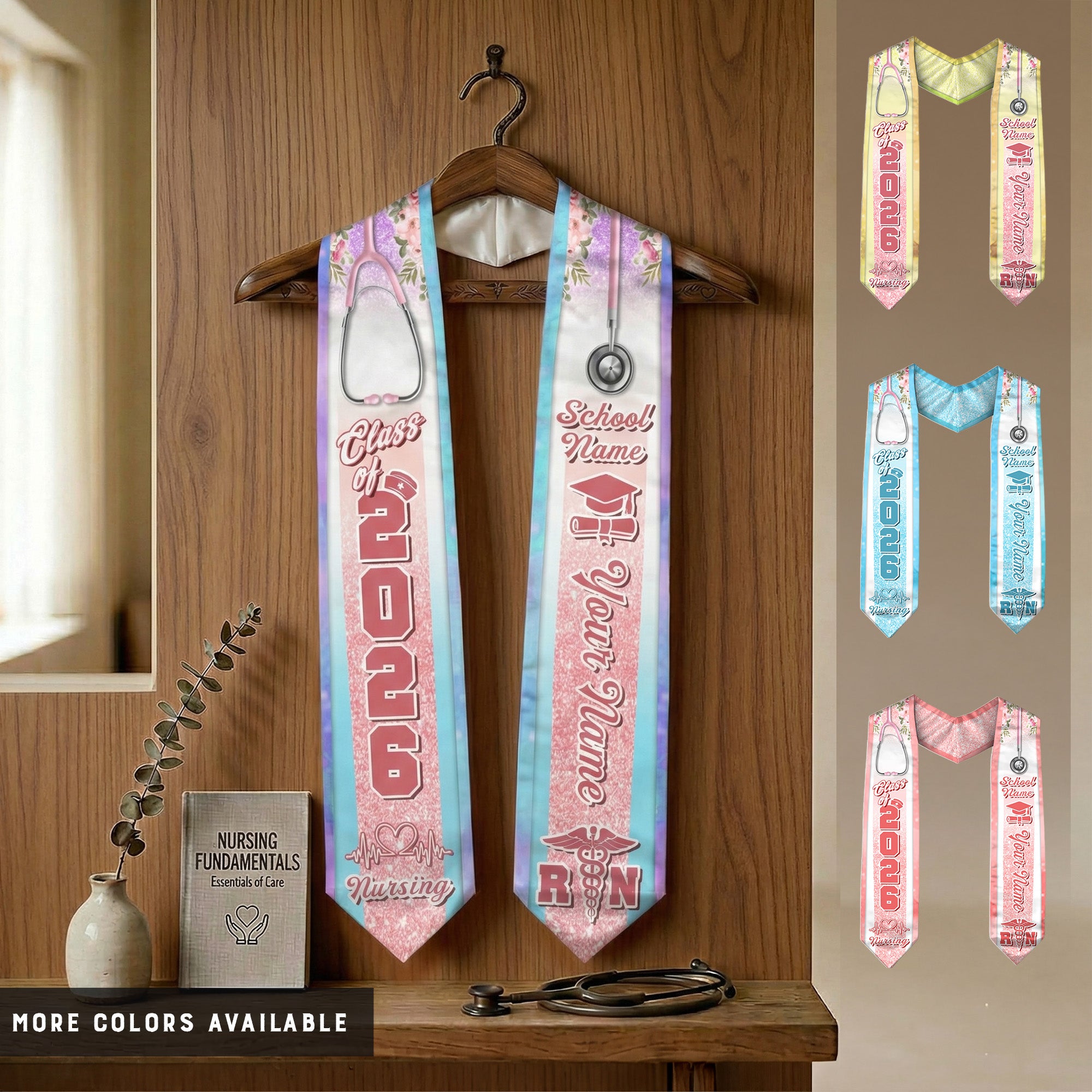 Customized RN and BSN Nursing Graduation Stole, Elegant Nurse Sash for Class of 2026