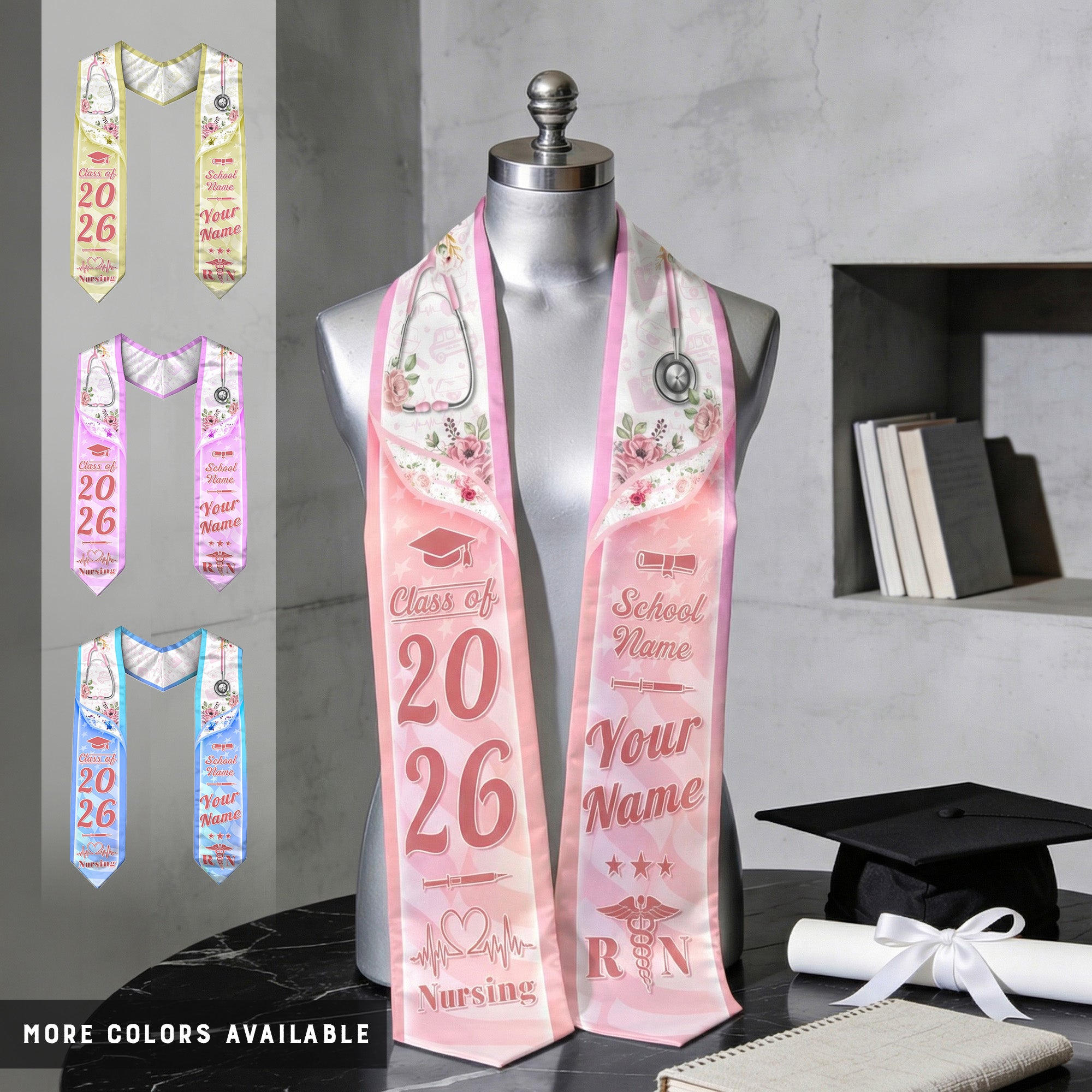 Customized Nursing Graduation Stole for Registered Nurses, BSN Celebration Sash 2026