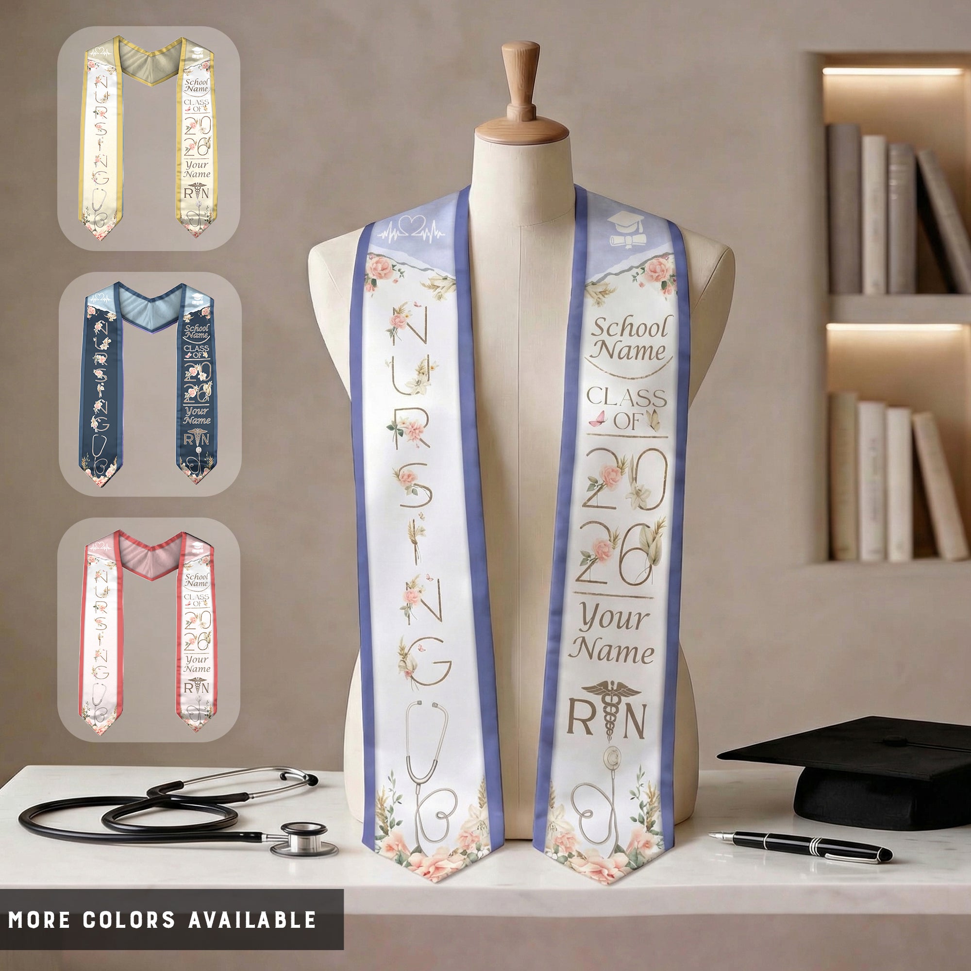 Customized BSN Nursing Graduation Stole for RN Students, Professional Sash 2026