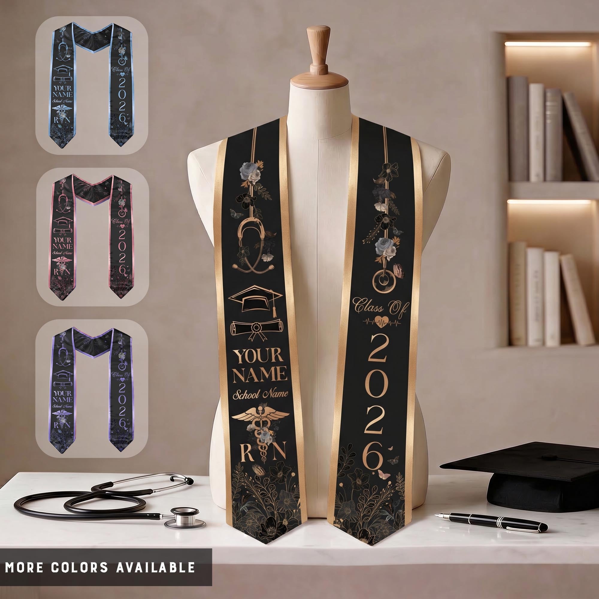 Customized RN Nursing Graduation Stole Featuring Professional Design, Nurse Sash for Class of 2026