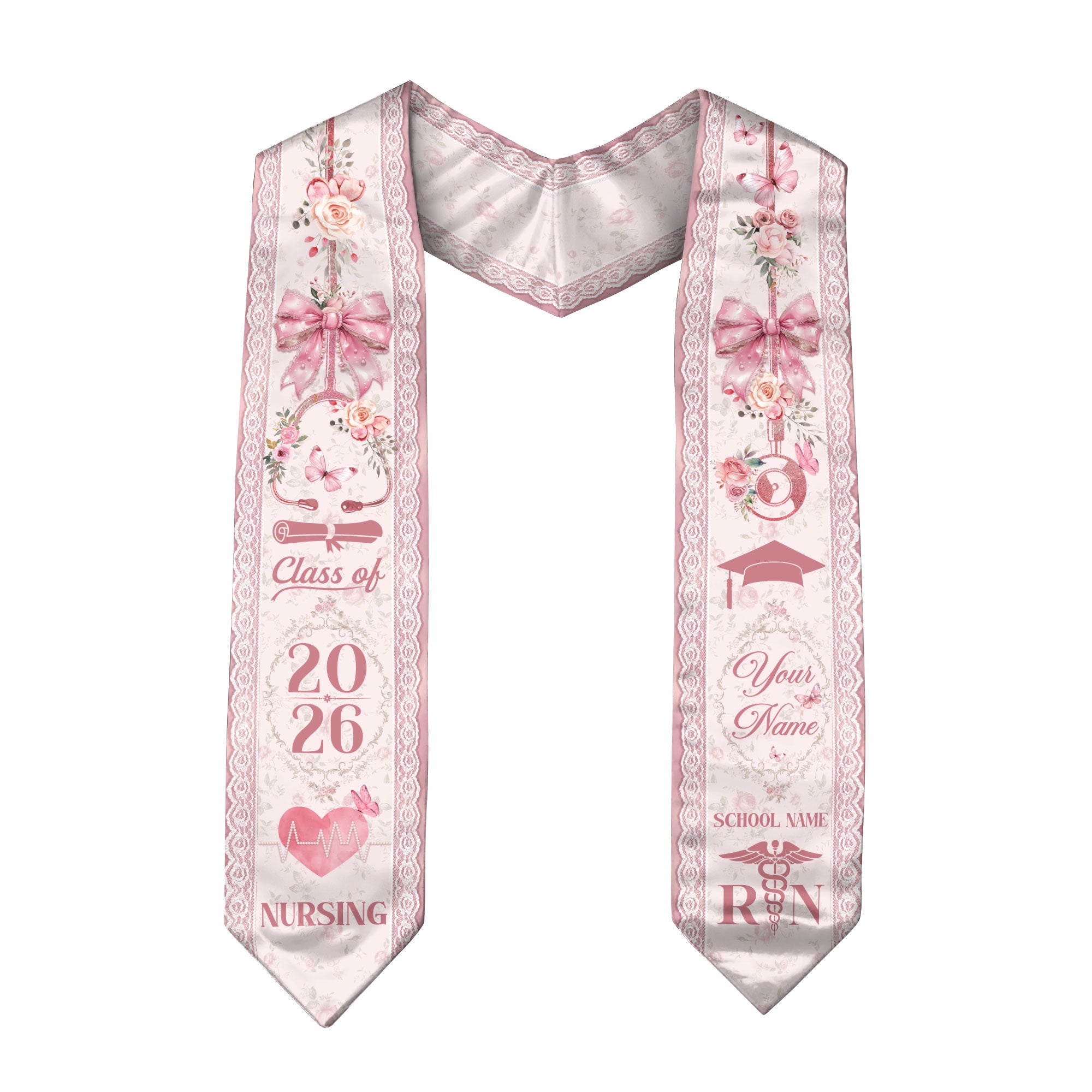 Customized RN Graduation Stole for Nurses, Professional Nursing Ceremony Sash Celebrating Class of 2026