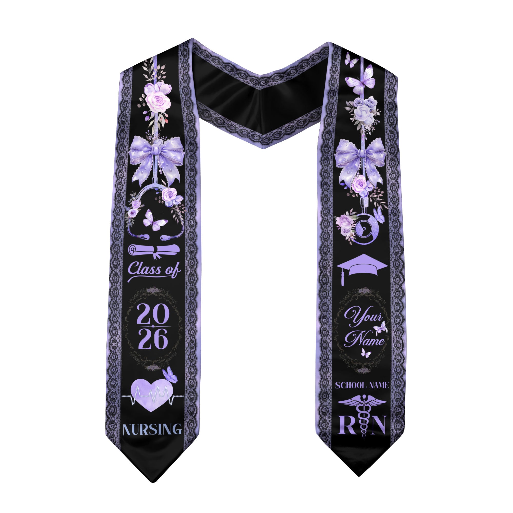 Customized RN Graduation Stole for Nurses, Professional Nursing Ceremony Sash Celebrating Class of 2026