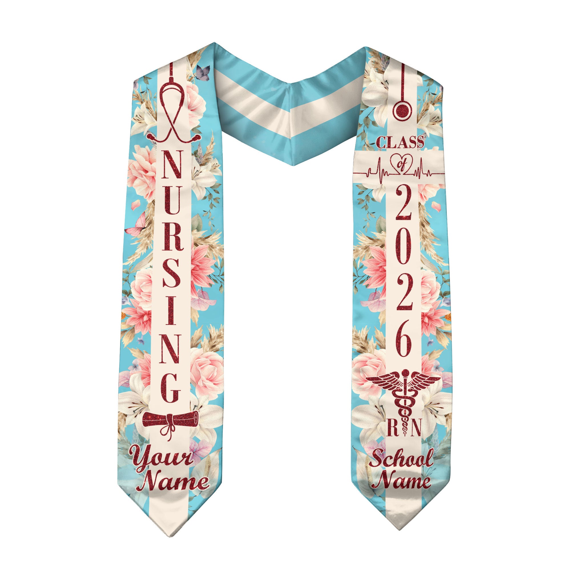 Customized RN Graduation Stole for Nursing Students, BSN Nurse Graduation Sash 2026