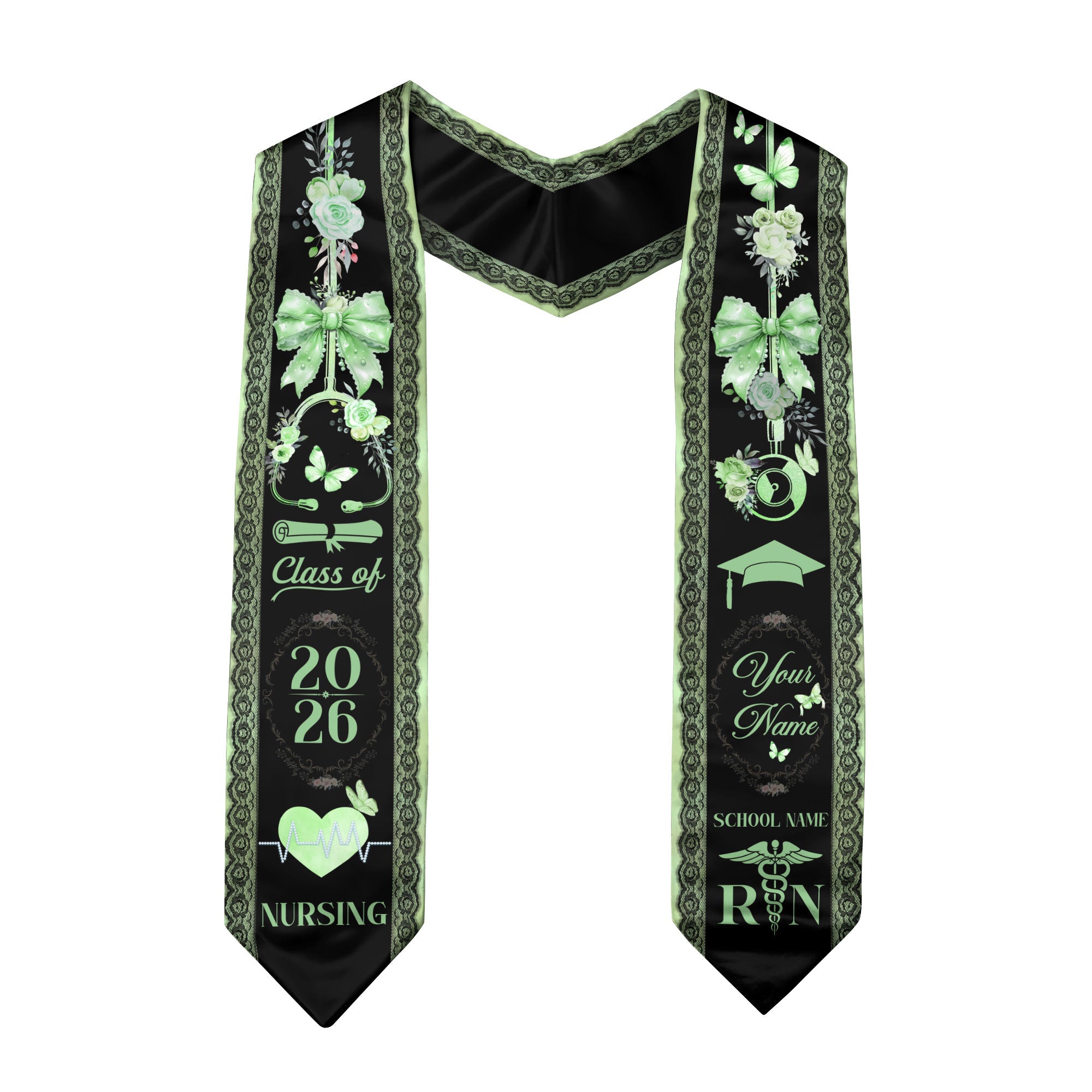 Customized RN Graduation Stole for Nurses, Professional Nursing Ceremony Sash Celebrating Class of 2026