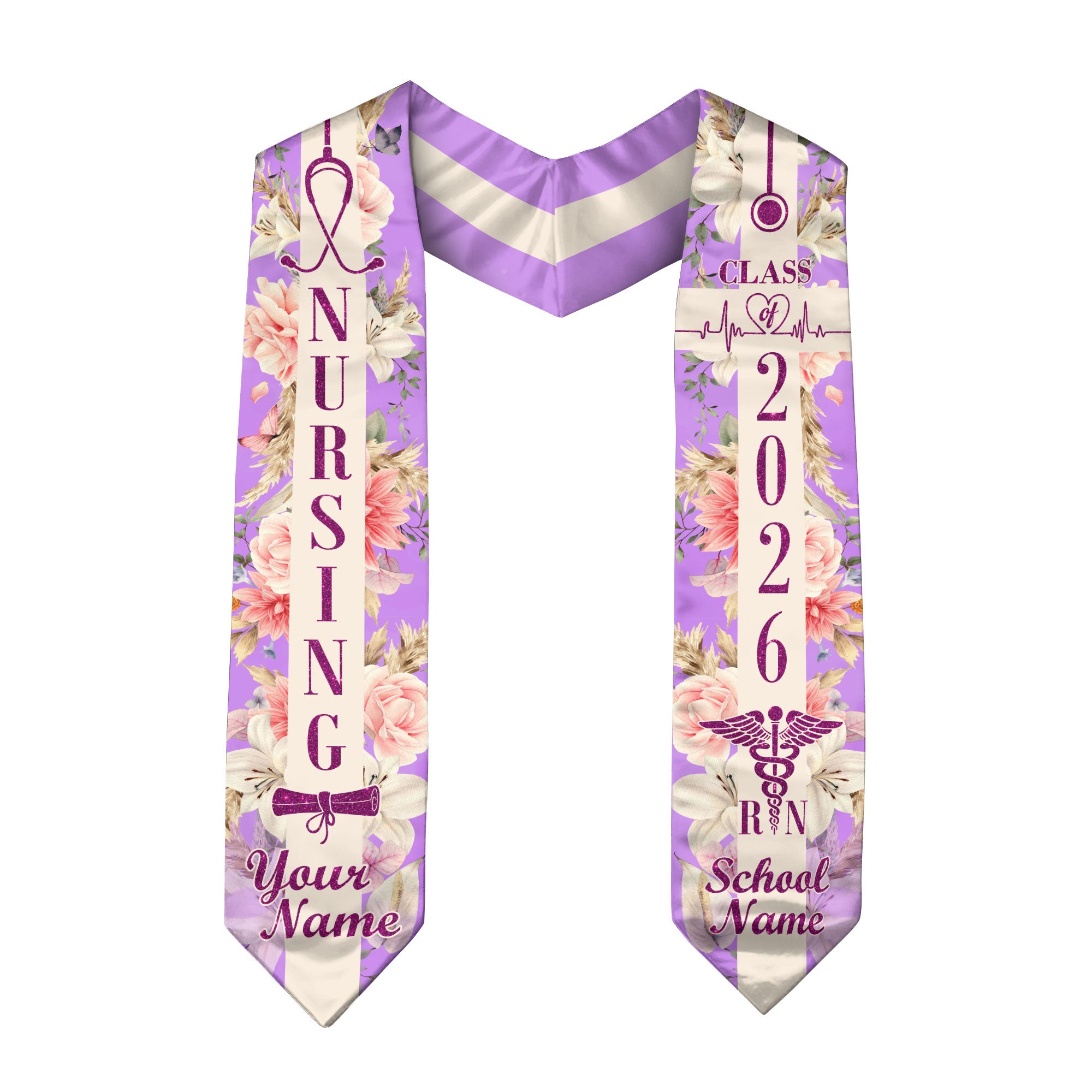 Customized RN Graduation Stole for Nursing Students, BSN Nurse Graduation Sash 2026