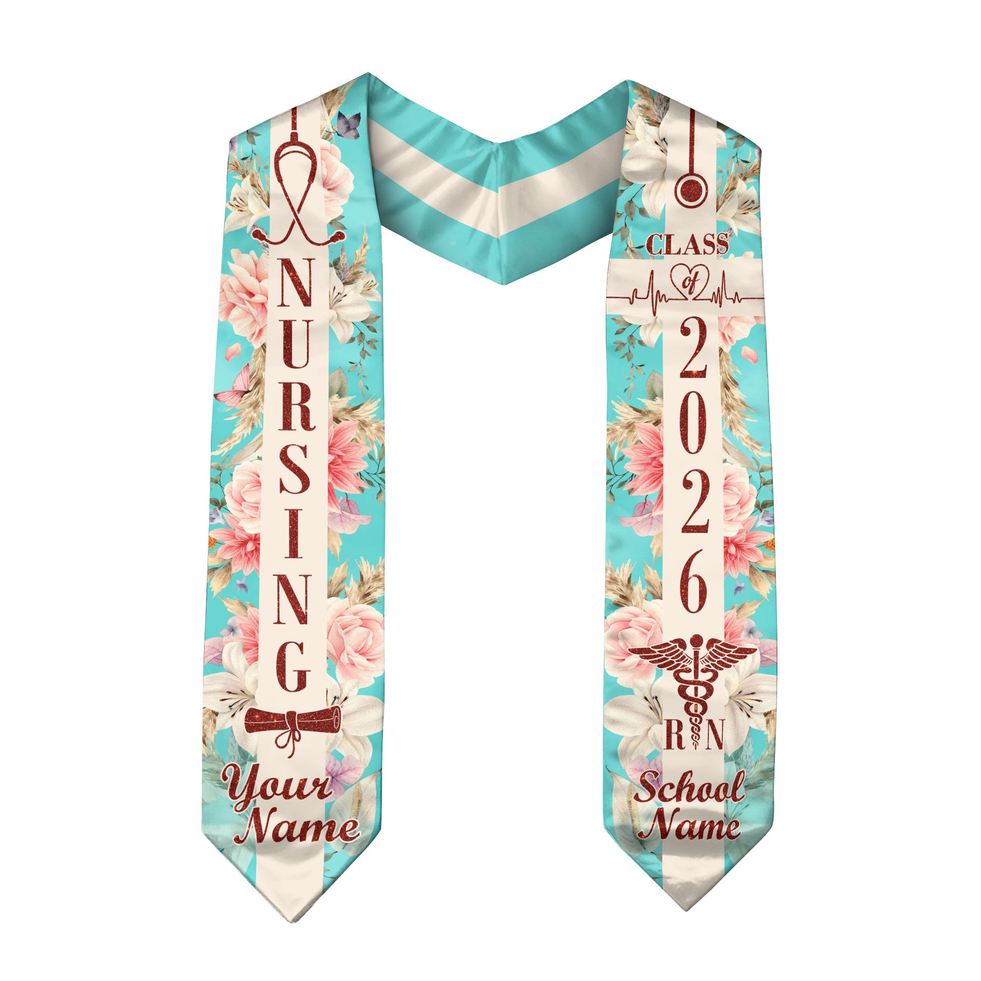 Customized RN Graduation Stole for Nursing Students, BSN Nurse Graduation Sash 2026