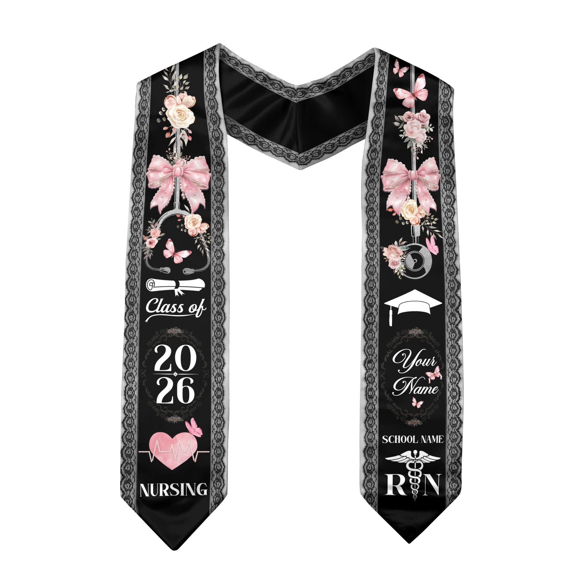 Customized RN Graduation Stole for Nurses, Professional Nursing Ceremony Sash Celebrating Class of 2026