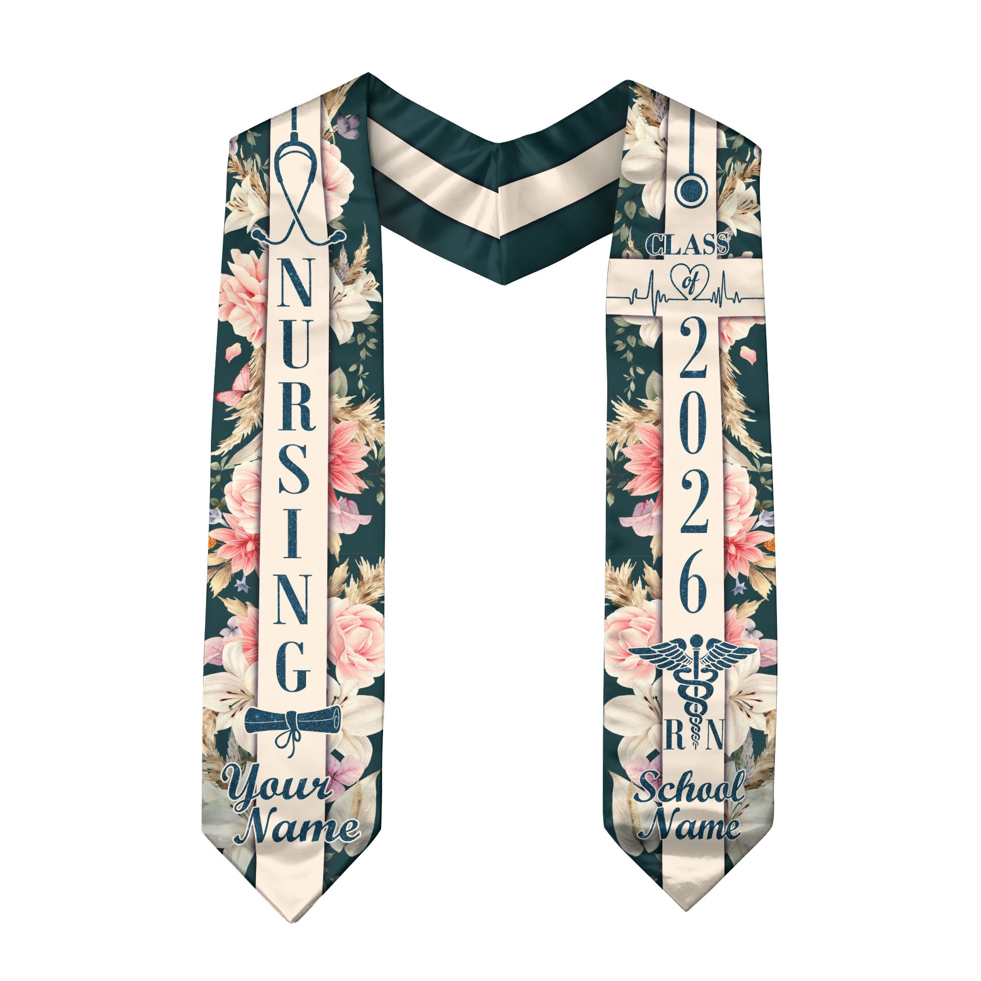 Customized RN Graduation Stole for Nursing Students, BSN Nurse Graduation Sash 2026