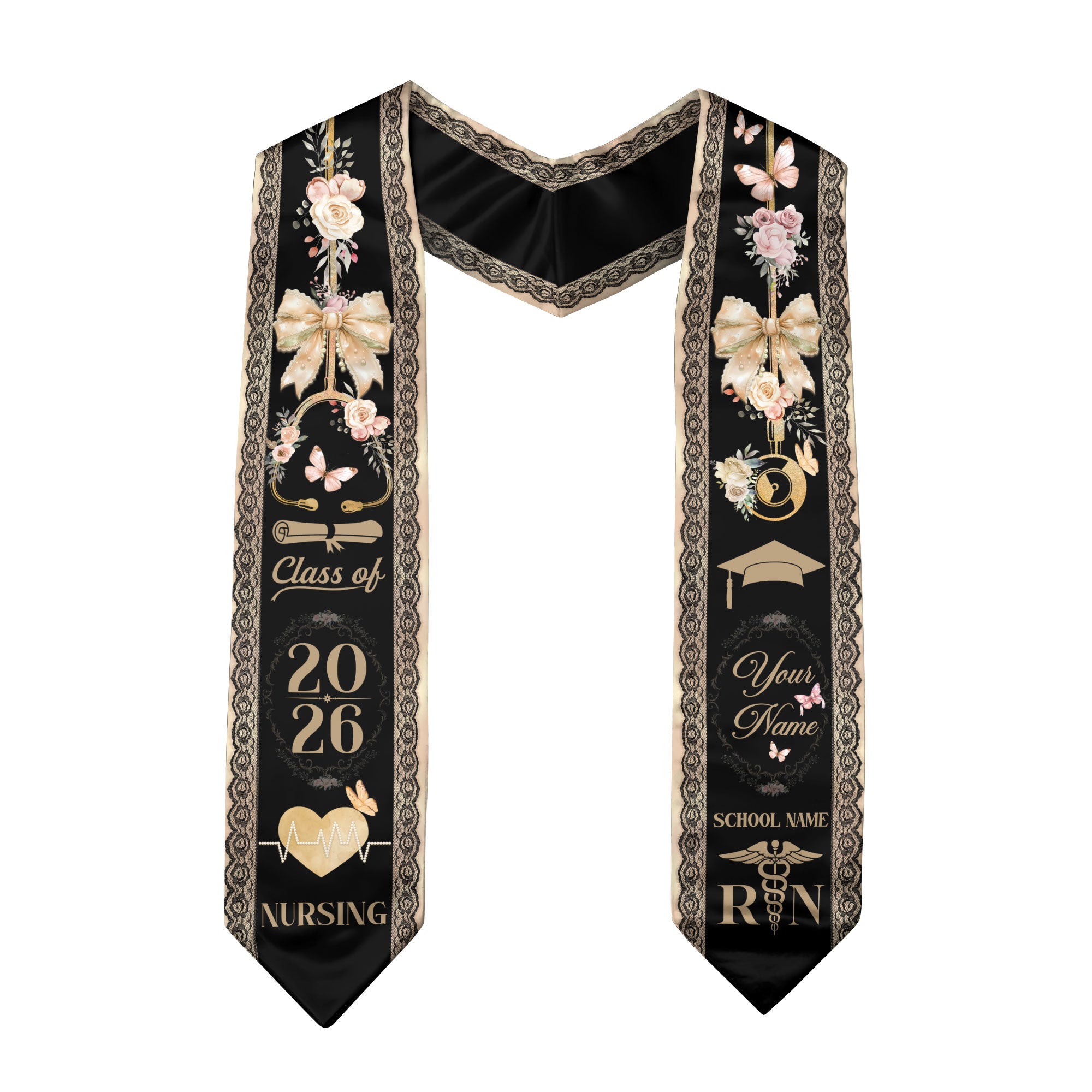 Customized RN Graduation Stole for Nurses, Professional Nursing Ceremony Sash Celebrating Class of 2026