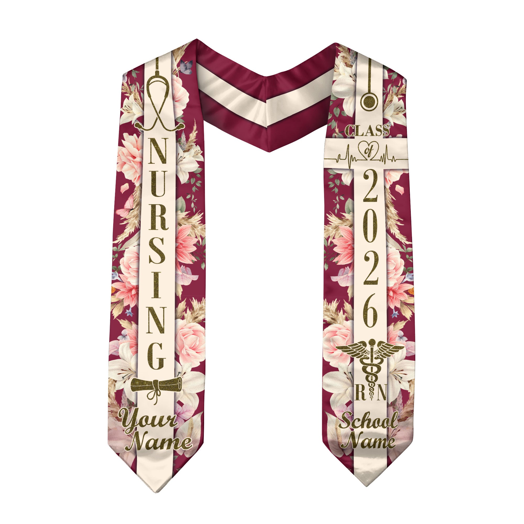 Customized RN Graduation Stole for Nursing Students, BSN Nurse Graduation Sash 2026