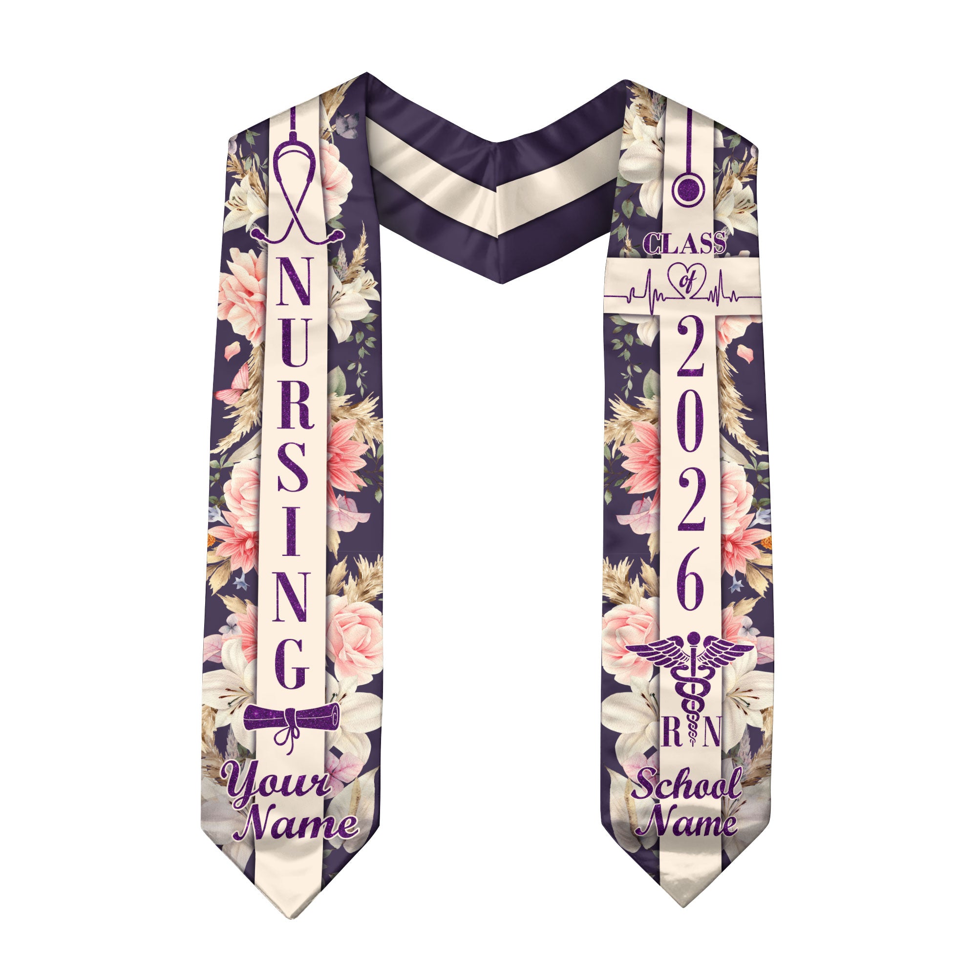 Customized RN Graduation Stole for Nursing Students, BSN Nurse Graduation Sash 2026